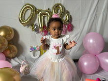 Load image into Gallery viewer, First Birthday Ruffle Sleeve Onesie!