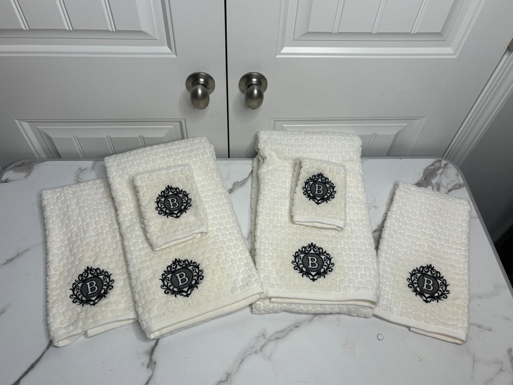 Customized White and Black towel set!