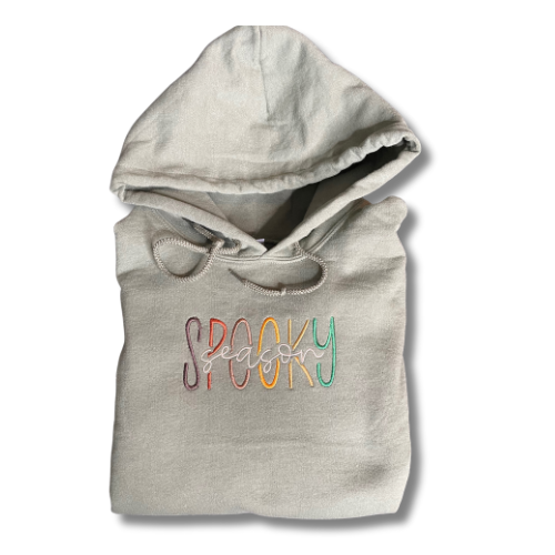 Hunter Green Spooky Season Embroidered Hoodie!