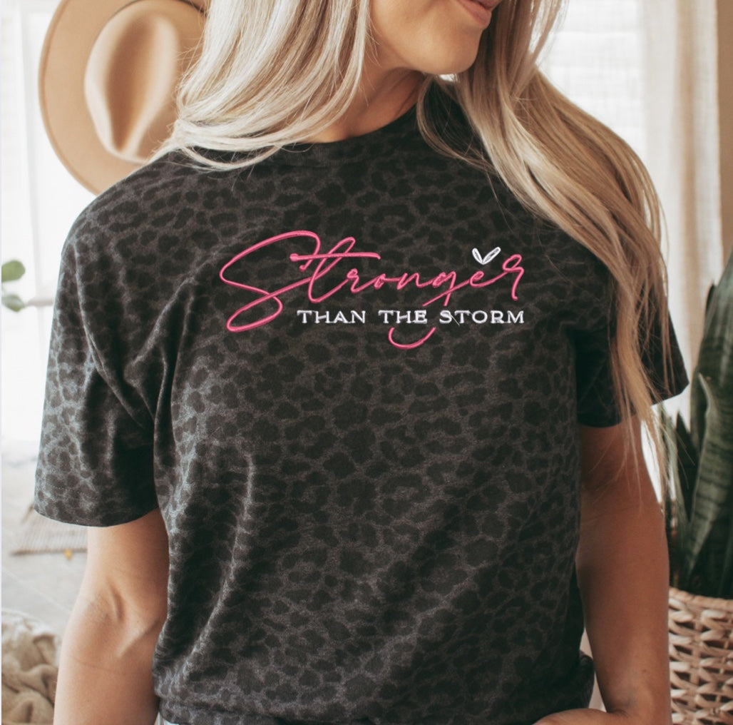 Stronger Than The Storm Embroidered T-Shirt