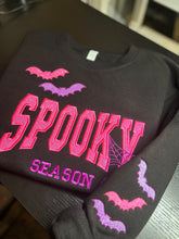 Load image into Gallery viewer, Spooky Glitter Embroidered Crew, T-Shirt OR Hoodie🦇💜💚