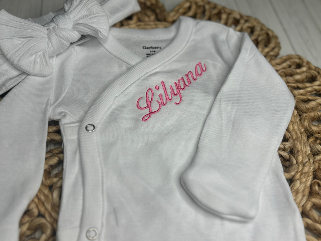 Coming Home Embroidered Long Sleeve Onesie!