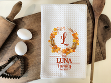 Load image into Gallery viewer, Custom Family Fall Wreath Tea Towels!