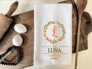 Custom Family Fall Wreath Tea Towels!