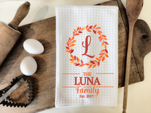 Load image into Gallery viewer, Custom Family Fall Wreath Tea Towels!