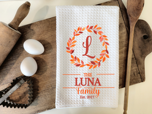 Custom Family Fall Wreath Tea Towels!