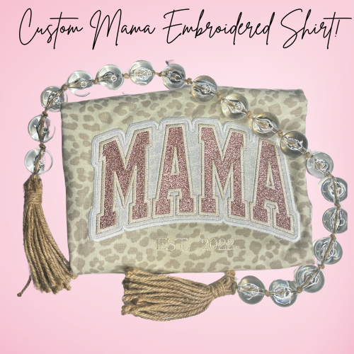 Rose Gold and Cheetah Print Mama Embroidered Shirt!