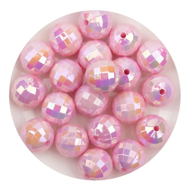 Acrylic Round String Disco Bling Beads - Pink