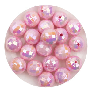 Acrylic Round String Disco Bling Beads - Pink