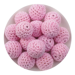 Crochet Wood Bead - Light Pink