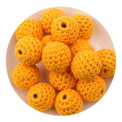 Crochet Wood Bead - Orange