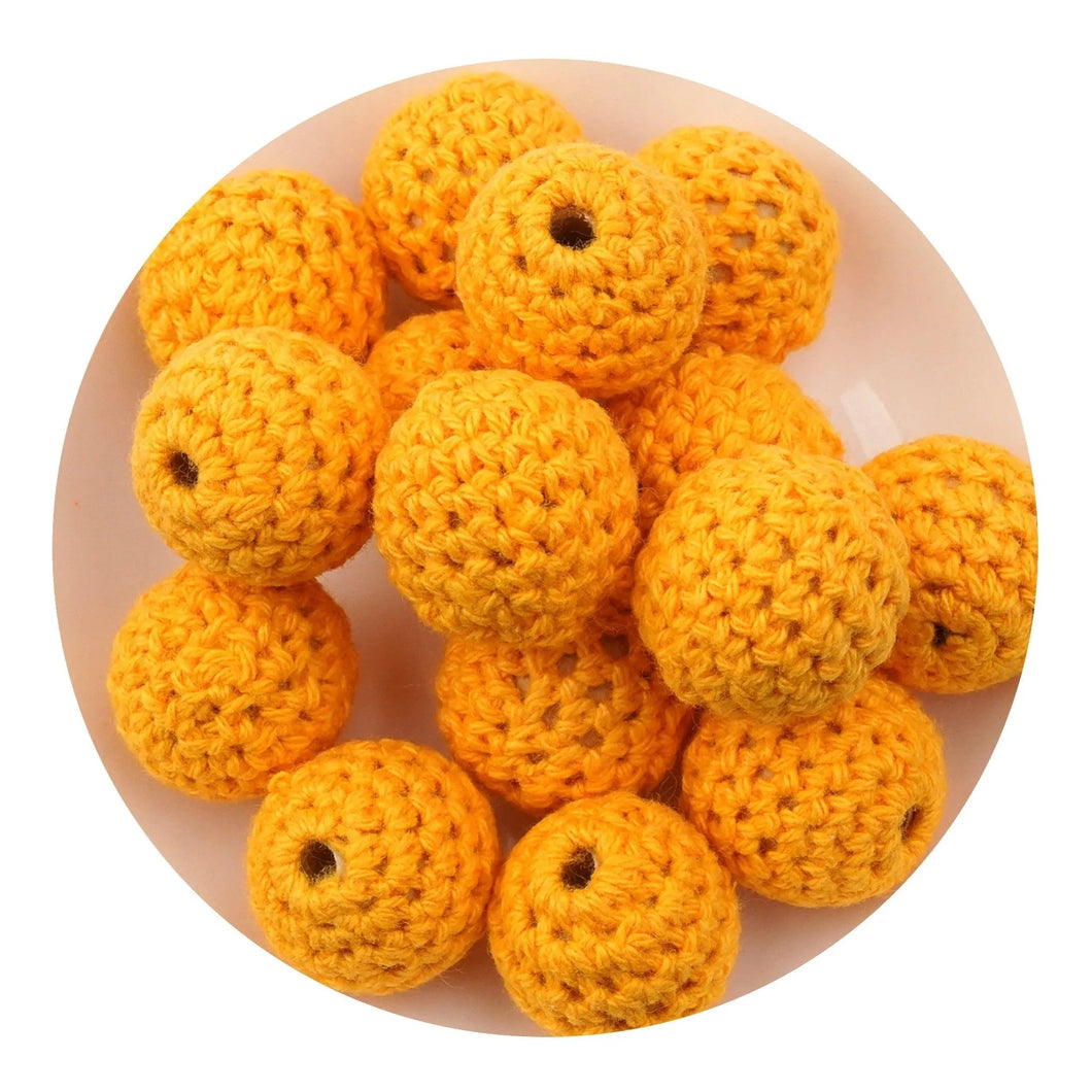 Crochet Wood Bead - Orange