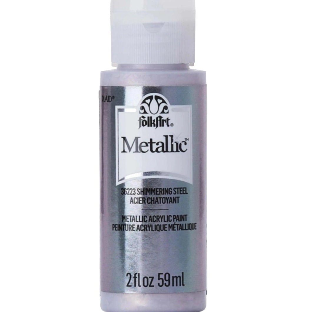 FolkArt Metallic Acrylic Paint - Shimmering Steel