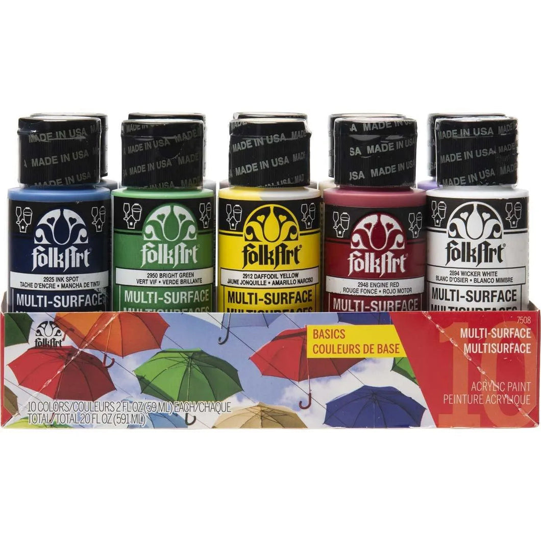 FolkArt Multi-Surface Acrylic Paint - Basic Set