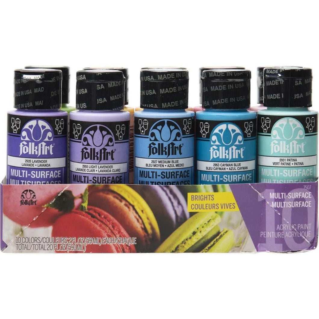 FolkArt Multi-Surface Acrylic Paint - Bright Set 2