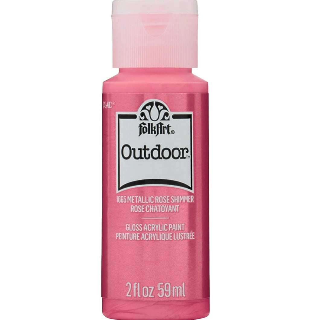 FolkArt Outdoor Acrylic Paint - Metallic Rose Shimmer