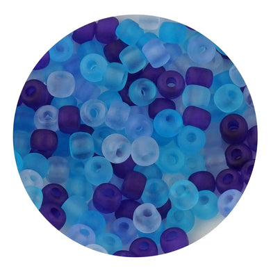 Glass Seed String Beads - Frosted Blue Blend