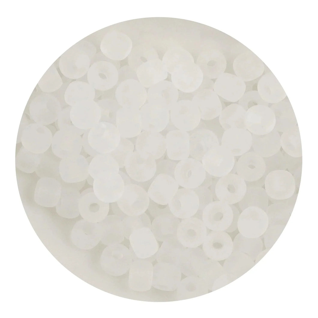 Glass Seed String Beads - Frosted White