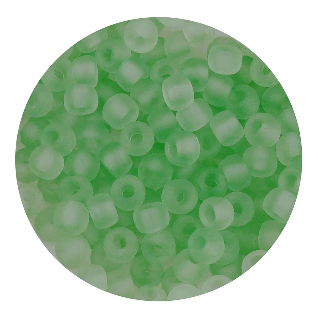 Glass Seed String Beads - Frosted Green