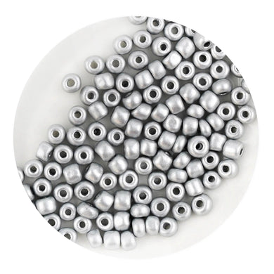 Glass Seed String Beads - Silver