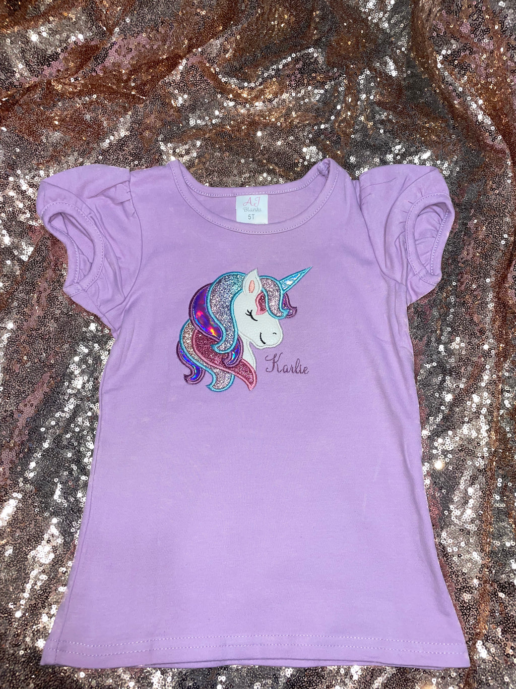 Unicorn Embroidered shirt! Puff sleeves