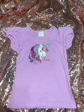 Load image into Gallery viewer, Unicorn Embroidered shirt! Puff sleeves