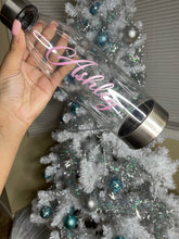 Load image into Gallery viewer, Powder pink name! On clear water bottle.