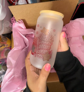 Pinkmas glass can! 16oz